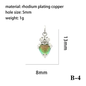 Detail view of a heart-shaped crown pendant with dimensions and material specs.