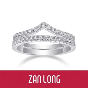 925 Sterling Silver Moissanite Chevron Stacking Rings For Women D Color Pave Row Gold Silver Rose Gold Fashion Jewelry
