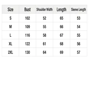 Size chart detailing measurements for the 2025 autumn winter casual jacquard cardigan