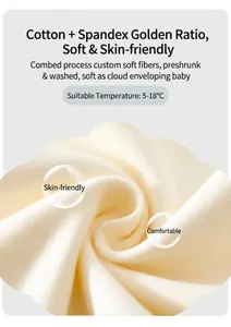 Detailed close-up view of soft combed cotton fabric for baby thermal underwear set