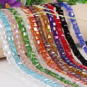 Bunte 2-8mm quadratische Kristallglasperlen für DIY Schmuckherstellung und Armbänder