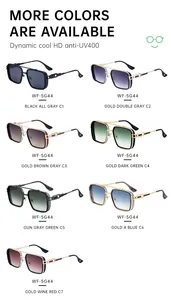Multi-color variations grid showing various lens colors of retro punk square frame sunglasses