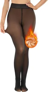 Leggings chauds grande taille doublés de polaire douce avec un effet peau translucide réaliste