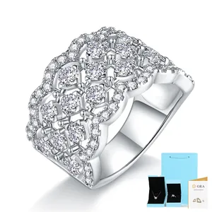 Anello a Corona in Argento Sterling S925 Con Moissanite per Donna Lussuoso Anello Tiara Intarsiato Design Traforato Con Certificato GRA