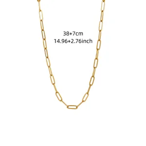Collier en acier inoxydable plaqué or 18 carats avec marquage de taille détaillé