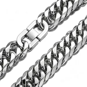 Detaillierte Ansicht der 14mm Edelstahl-Panzerkette mit robustem Schmuckverschluss