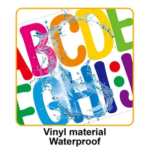 Detailed view of 4-inch waterproof vinyl alphabet stickers showing water resistance