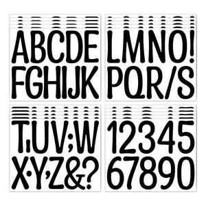 Large 4-inch vinyl alphabet stickers with black artistic letters and numbers set