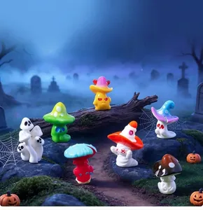Figurines miniatures de champignons fantômes d'Halloween pour paysagisme de jardin