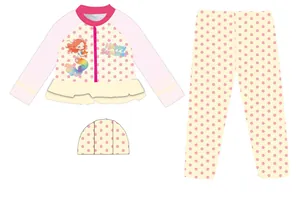 Vista detallada del conjunto de traje de baño de 3 piezas para niña con diseño sirena
