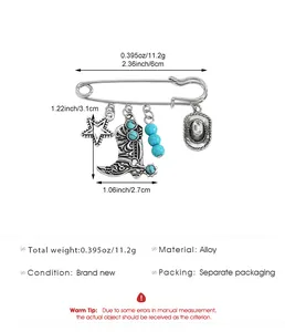 Broche vintage de style western avec charms botte et chapeau avec les dimensions