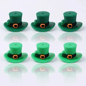 St. Patrick's Day Grüne Leprechaun Hut Silikonperlen Lebensmittelecht Kleeblatt Glückshut Strohhalm Aufsatz DIY Schmuck Basteln