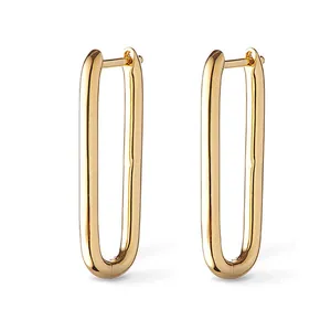 925 Sterling Zilveren U-Vormige Oorbellen 18K Verguld Minimalistisch Geometrisch Oorringen Voor Dames Mode Sieraden Cadeau
