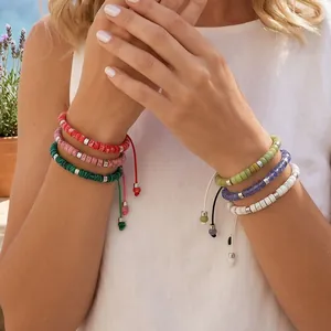 Handgemaakte Natuurlijke Halfedelsteen Kralen Armband Voor Vrouwen Boho Verstelbare Geweven Koord Armband Met Metalen Afstandhouders