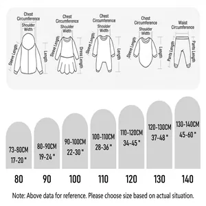 Detailed size chart for children's formal wear with height and weight measurement guide