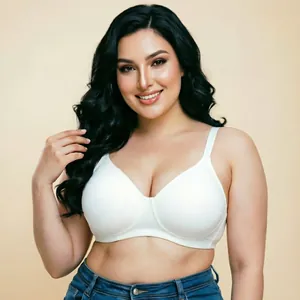 Reggiseno bianco taglie forti senza ferretto a coppa piena liscio per le donne