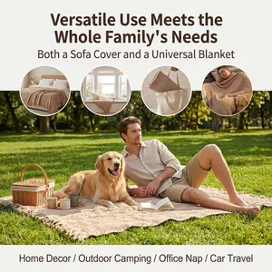 Versatile waffle texture throw blanket for outdoor picnic use and indoor couch decor