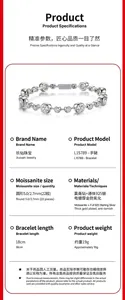 Vue détaillée du bracelet bulles en moissanite en argent sterling 925 avec placage d'or épais
