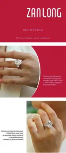 Primo piano di un anello in moissanite taglio ovale sulla mano di una donna