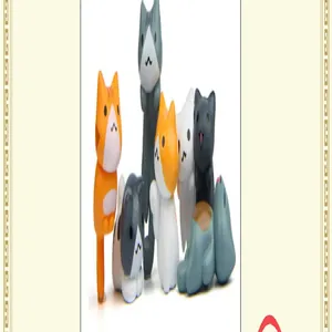 Group of colorful Japanese style cartoon cat figurines for keychains and charms