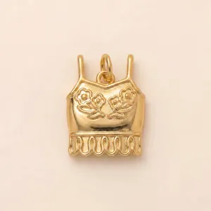 Detailed macro view of 18K gold plated stainless steel camisole-shaped pendant for DIY