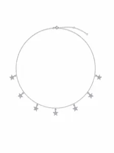 Close-up of 925 sterling silver moissanite star choker necklace for women's gift