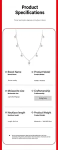 Detailed specifications of the 925 silver star necklace with moissanite stones