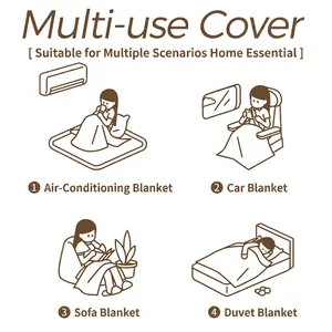 Illustration showing four versatile uses for the protective corduroy sofa blanket cover