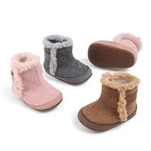 Botas de Nieve de Invierno para Bebé Cálidas Forradas de Lana Sintética Suela Blanda Zapatos de Primeros Pasos Antideslizante Algodón