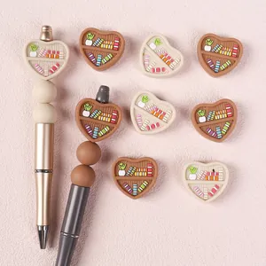 Perles en Silicone en Forme de Coeur Étagère à Livres 3D Micro Bibliothèque DIY Pour Décoration de Stylo Bijoux