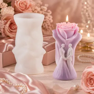 Romantic rose wedding couple candle silicone mold for DIY aromatherapy gift making