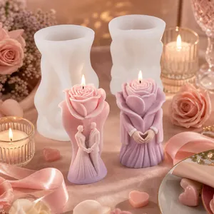 Elegant rose wedding scented candle silicone mold for DIY romantic gifts