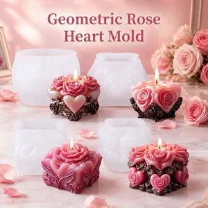 Stampo In Silicone Per Candele Forma Di Rosa E Cuore Per Fai Da Te Aromaterapia Sapone Resina Artigianato Regalo Ornamento Fatto A Mano