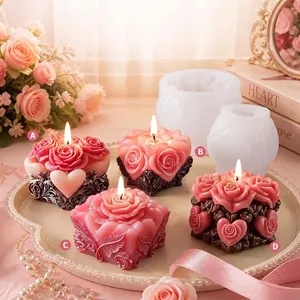 Stampi in silicone a forma di rosa per candele fai da te e decorazioni regalo a cuore