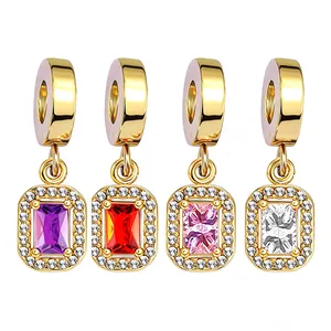 Set di quattro ciondoli rettangolari placcati oro per gioielli fai da te e braccialetti