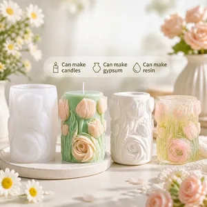 Silikonform mit blühendem Tulpenmuster für DIY-Kerzen Gips und Kunstharz-Bastelarbeiten