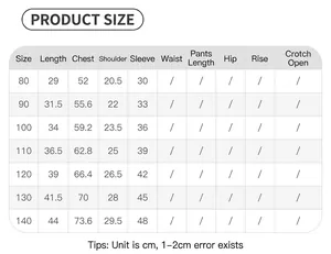 Guide des tailles détaillé pour ensemble sweat à capuche et pantalon cargo bébé fille