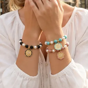 Bohemian Gold Plated Copper Beaded Bracelet For Women Shell Artificial Pearl Semi Precious Stone Enamel Snake Pendant Zirconia Jewelry