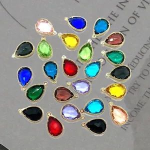 Faceted Teardrop Crystal Pendant With Gold Plated Alloy Border Water Drop Shape For Jewelry Making DIY Necklace Earring Accessory
