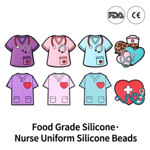 Silicone Beads Nurse Uniform Stethoscope Shape Medical Theme Cartoon DIY Beads For Pacifier Chain Jewelry Making Crafting