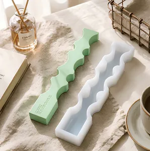Detailed macro view of the wavy irregular geometric silicone mold for DIY candles