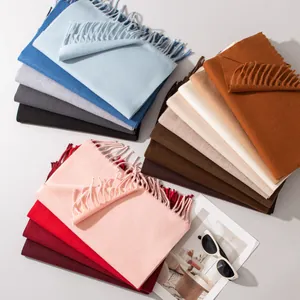 Solid color wool scarves with fringe in multiple autumn and winter colors
