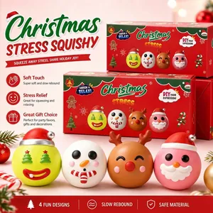 Christmas stress relief squishy toy set with Santa and reindeer slow rebound designs.