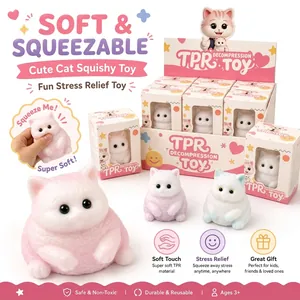 Textura detallada del lindo gato squishy antiestrés hecho de material TPR suave