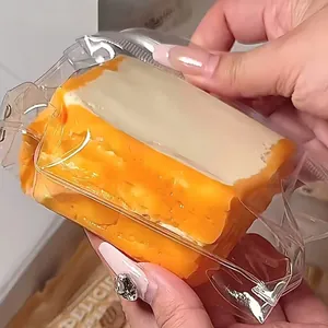 Close-up detail of grilled rice cake squishy toy made from food grade silicone.