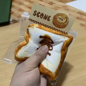Soft toasted bread scone squishy toy made of food-grade silicone for stress relief
