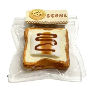Cute charcoal grilled mochi marshmallow toast silicone squishy toy for stress relief