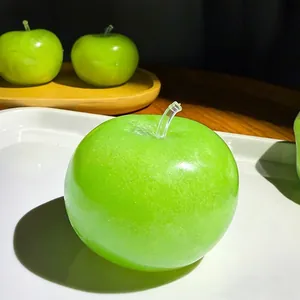 Realistic Green Apple Squishy Toy TPR Material Stress Relief Malleable Sand Filled Squeeze Toy For Kids Adults Desk Decor