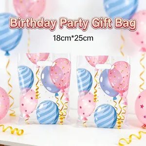 Cartoon Ballon Patroon Plastic Verjaardagsfeestje Cadeauzakjes Met Handgrepen Goodie Bags Handheld Traktatiezakjes Decor