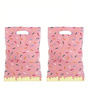 Sachets cadeaux roses à motifs de vermicelles avec poignées pour bonbons de fête